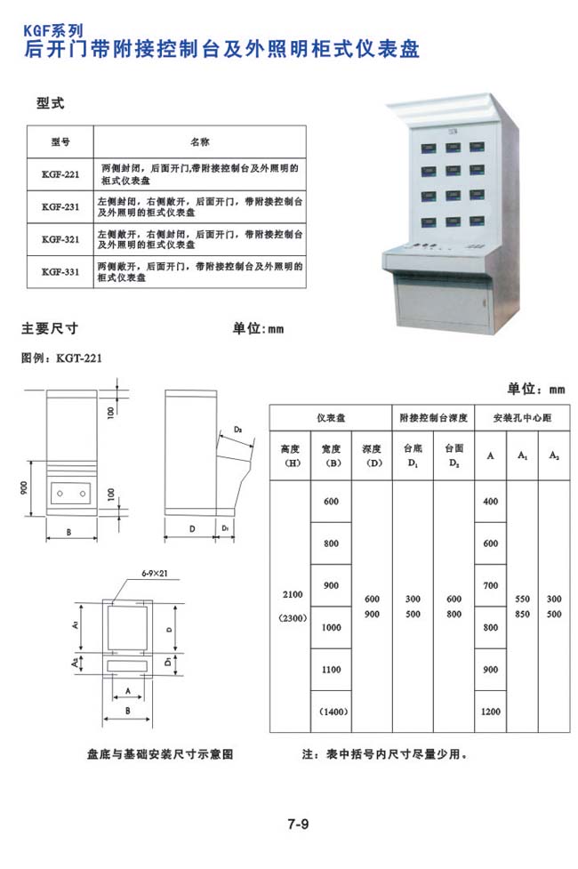 KGF系列-后開(kāi)門(mén)帶附接控制臺(tái)及外照明柜式儀表盤(pán)